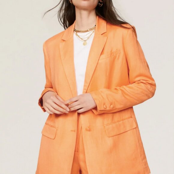 Ashley Park Orange Linen Blazer - Picture 2 of 4